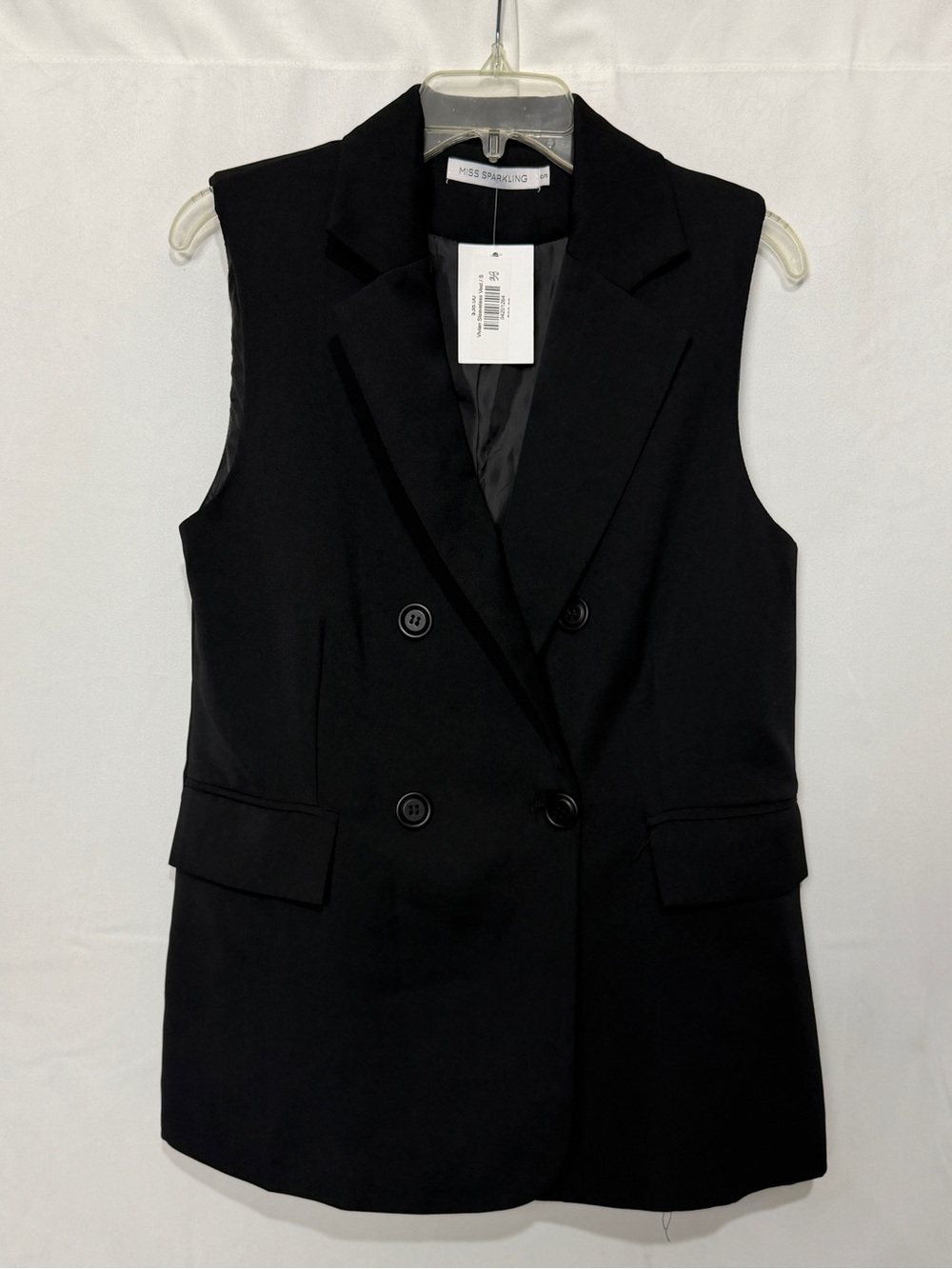 Miss Sparkling Vivian Sleeveless Vest Jacket Black Double Breasted NWT Sz Small